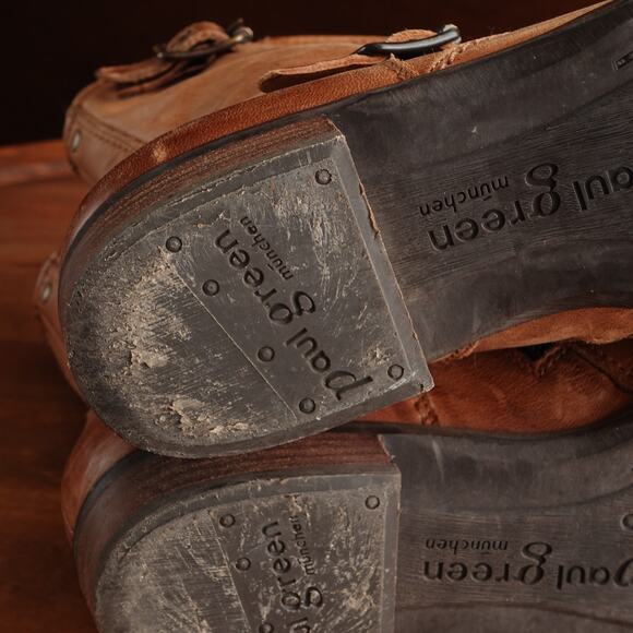 Paul Green Boots WMS SZ UK 5 US 7.5 Brown Munchen Nathan Leather Moto Ankle Zip - Picture 12 of 16